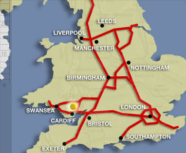 Map of the major roads network
