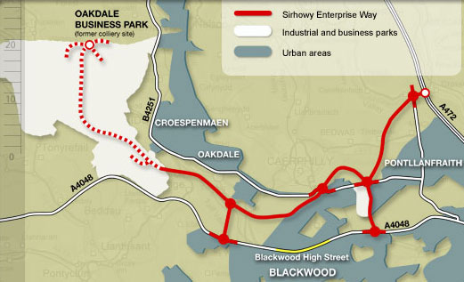 Map of Sirhowy Enterprise Way